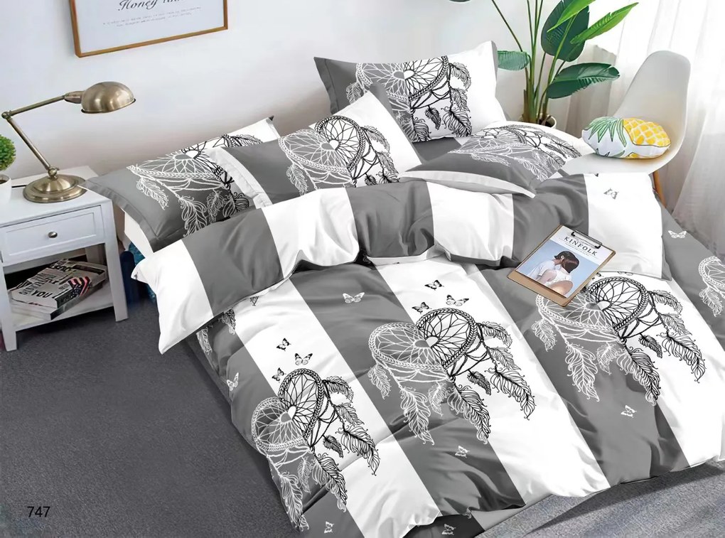 Obliečky z mikrovlákna TIRSO sivo-biele Rozmer obliečky: 2 ks 70 x 90 cm | 200 x 220 cm