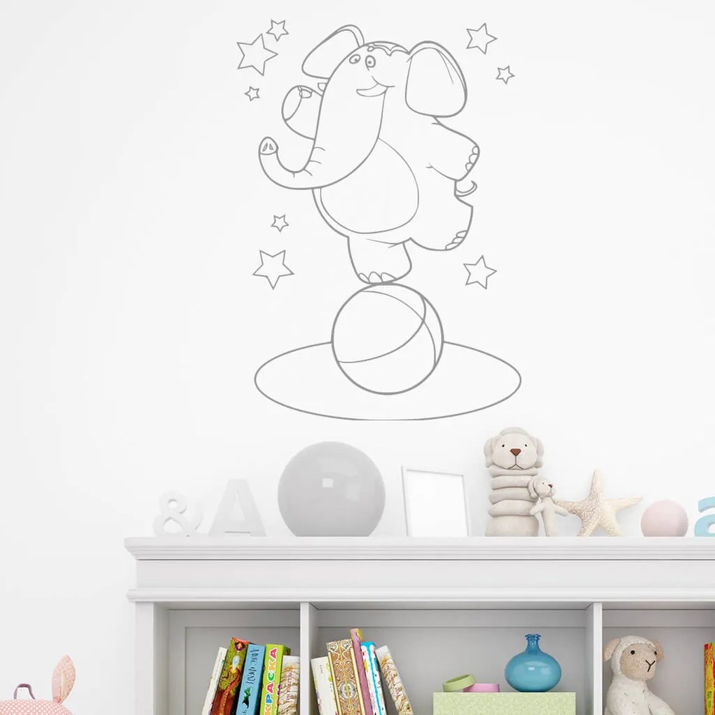 Veselá Stena Samolepka na stenu na stenu Slon akrobat Farba: černá