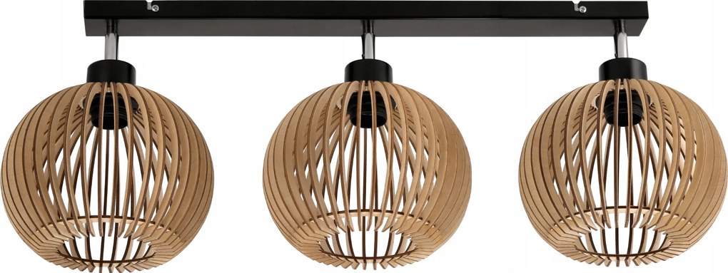 Stropné svietidlo LED luster nastaviteľný drevený 3xe27