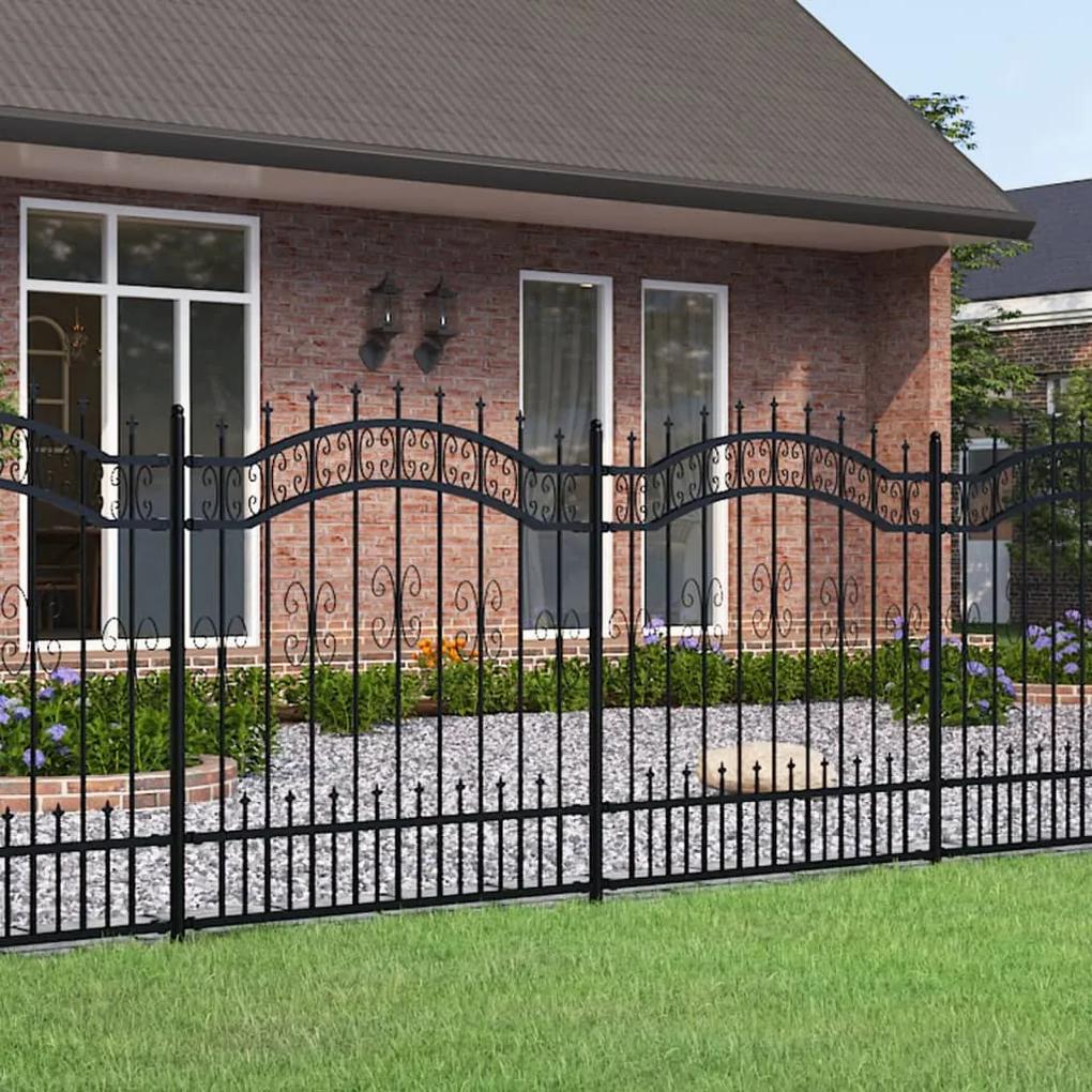 Záhradný plot s hrotmi čierny 165 cm oceľ s práškovým nástrekom 151086