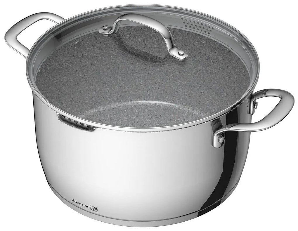 Hrniec G21 Gourmet Miracle s cedníkom 28 cm s pokrievkou nerez/greblon 60022155