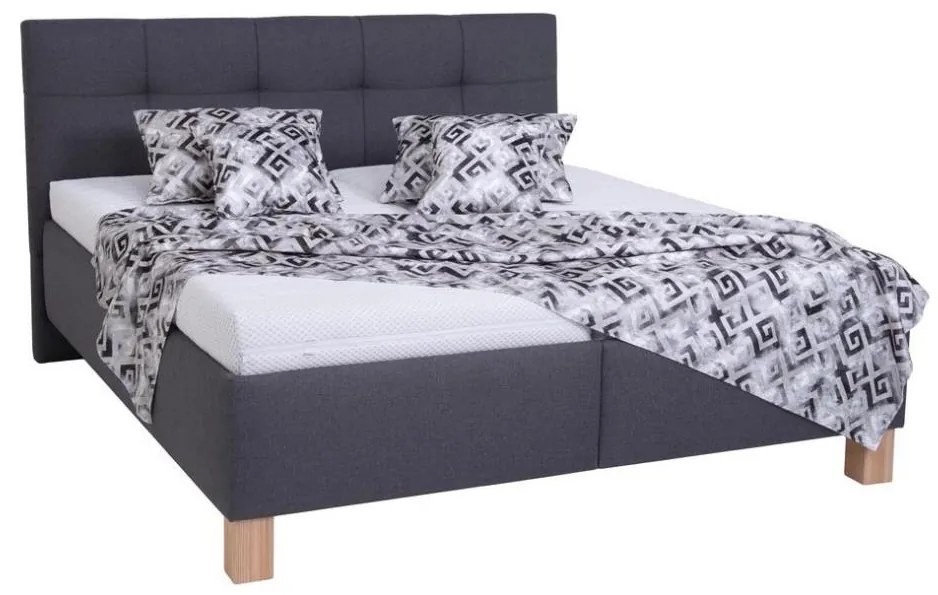 Čalúnená posteľ s matracom a úložným priestorom MARIA 160x200 cm sivá