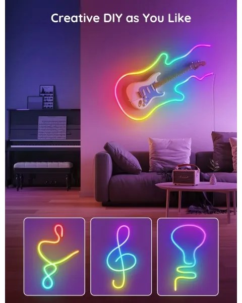 Govee - Neon SMART ohybný LED pásik RGBIC 2m Wi-Fi IP67