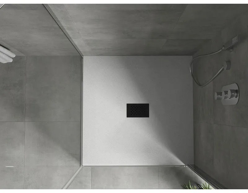 Mexen Hugo, štvorcová sprchová vanička SMC 100 x 100 cm, biela, čierna krytka, 42101010-B