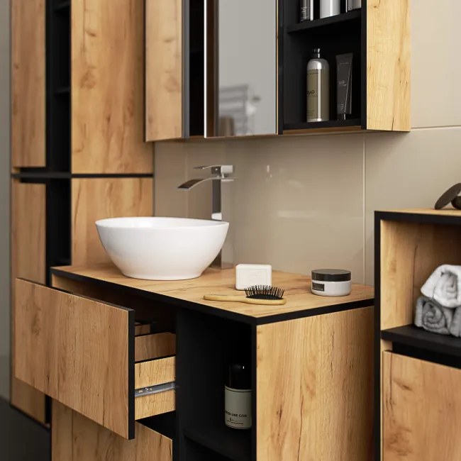 Skrinka pod umývadlo VAMI W90 2SZ dub craft / čierna