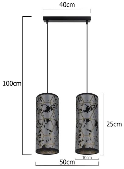 Luster na lanku AVALO 2xE27/60W/230V šedá/čierna