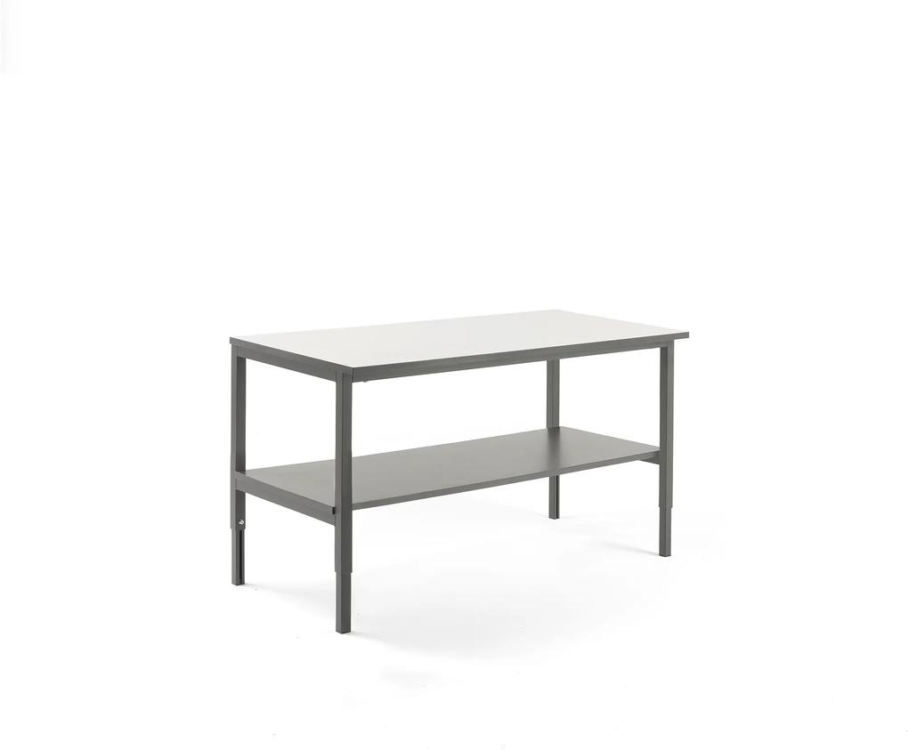 Dielenský stôl Cargo, so spodnou policou, 1600x750 mm, biela / šedá