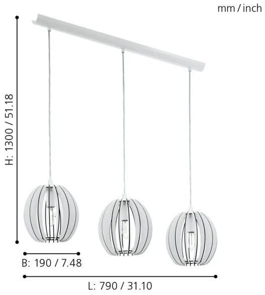 Eglo 94444 - Luster COSSANO 3xE14/40W/230V