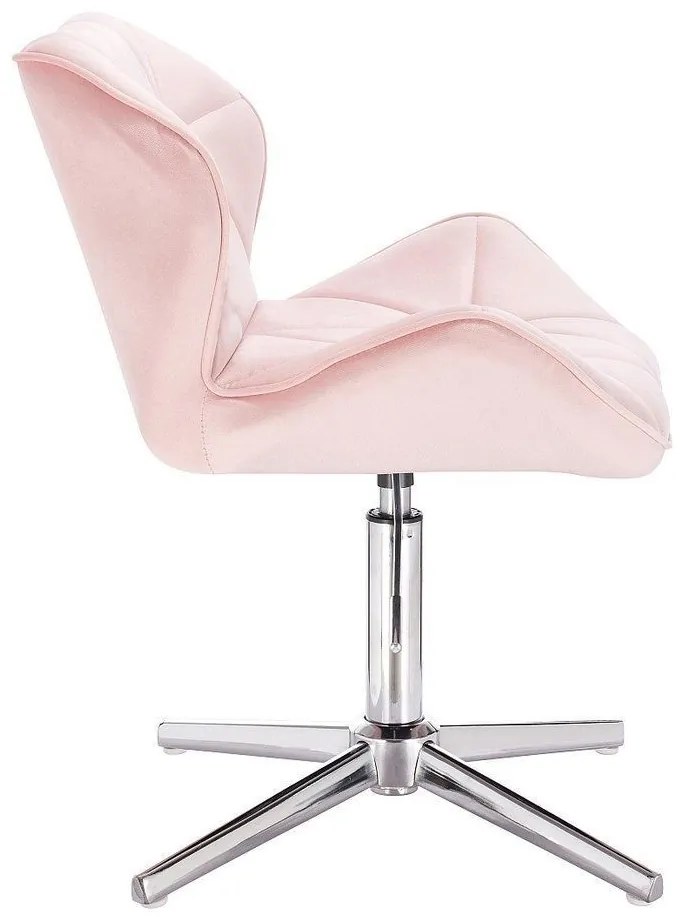 LuxuryForm DESIGN Stolička MILANO VELUR na striebornom kríži - svetlo ružová