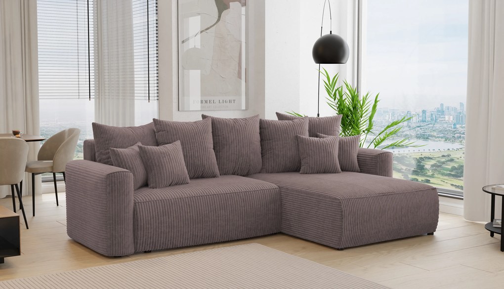 Rohová sedačka Baria (P) (tmavohnedá). Akcia -20%. Vlastná spoľahlivá doprava až k Vám domov. 1133084