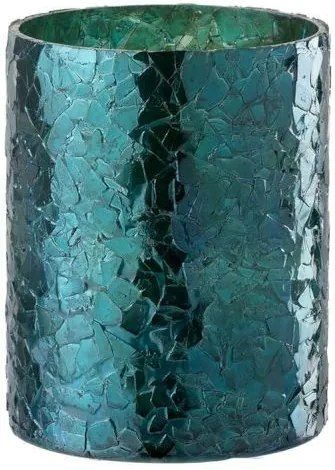 Modrý sklenený svietnik -  Ø 12*15 cm