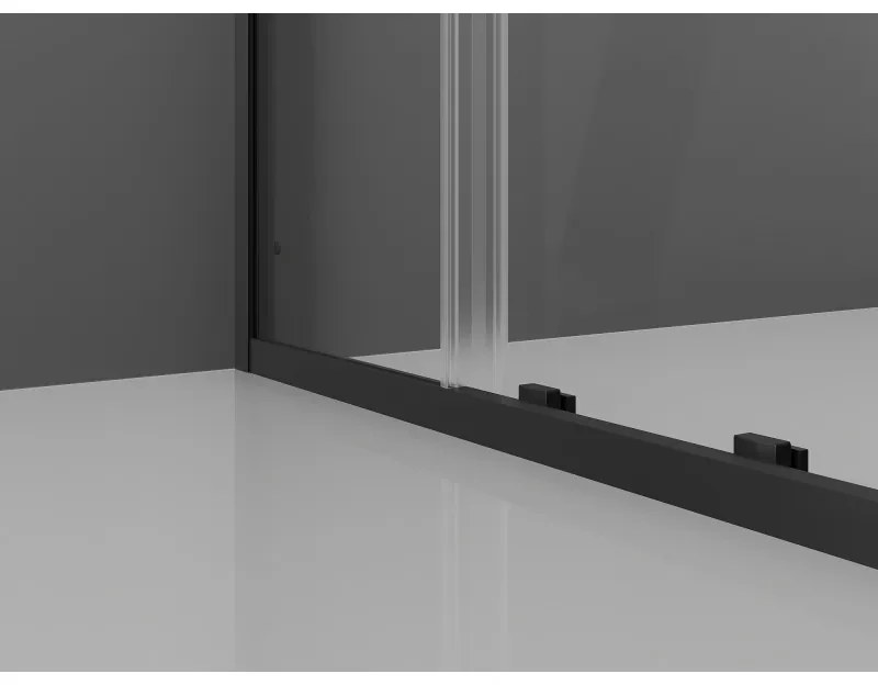Mexen Exo, posuvné dvere do otvoru 100x200 cm, 6mm číre sklo, čierny profil, 8151-100-000-70-00