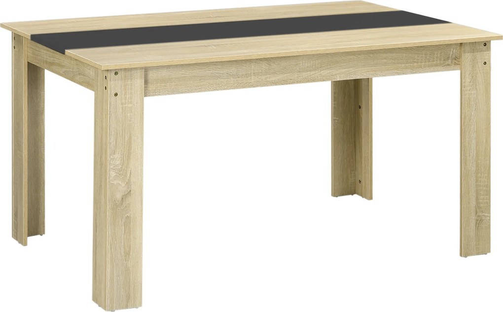 HOMCOM Jedálenský stôl pre 6 osôb, škandinávsky štýl v prírodnom dreve a čiernej farbe, 140D x 90Š x 75V cm | Aosom