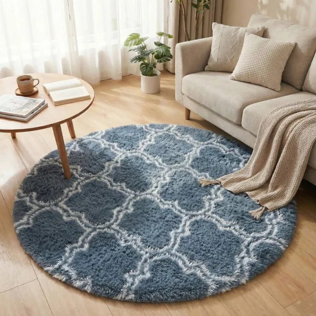 Protišmykový koberec DECOR strieborný kruh