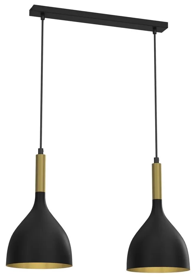 Luster na lanku NOAK 2xE27/15W/230V čierna/zlatá