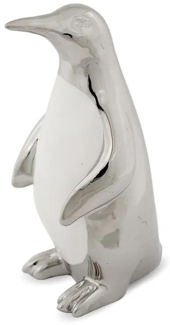 Dekoračný tučniak strieborný 16 cm