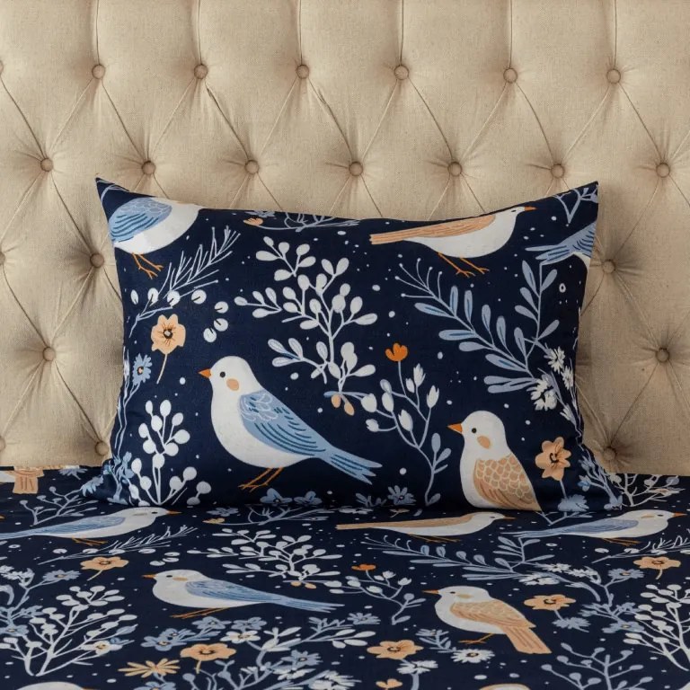 Obliečka na vankúš z mikrovlákna DENIM BIRDS 50x70 cm, modrá