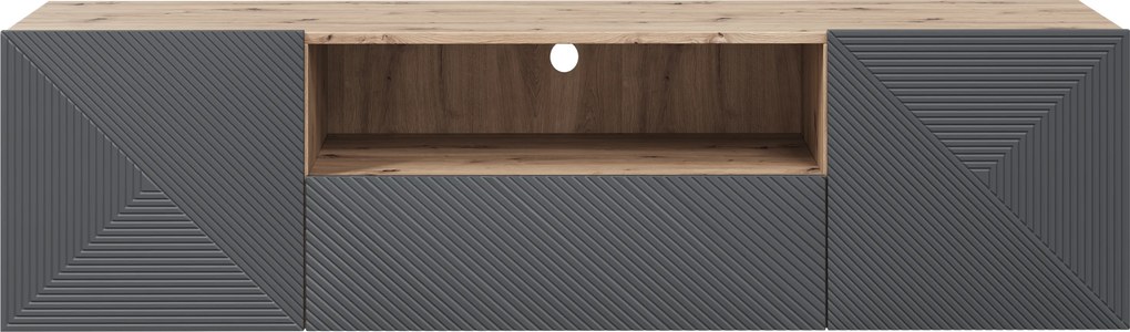 Závesný TV stolík Asha 167 cm s otvorenou policou - artisan / rivier stone mat