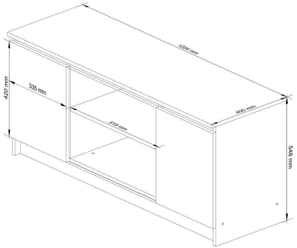 TV stolík Darian  (wenge + dub sonoma). Akcia -22%. Vlastná spoľahlivá doprava až k Vám domov. 1069383