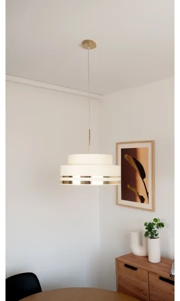 Luster na lanku TAMI 1xE27/60W/230V pr. 40 cm béžová/zlatá