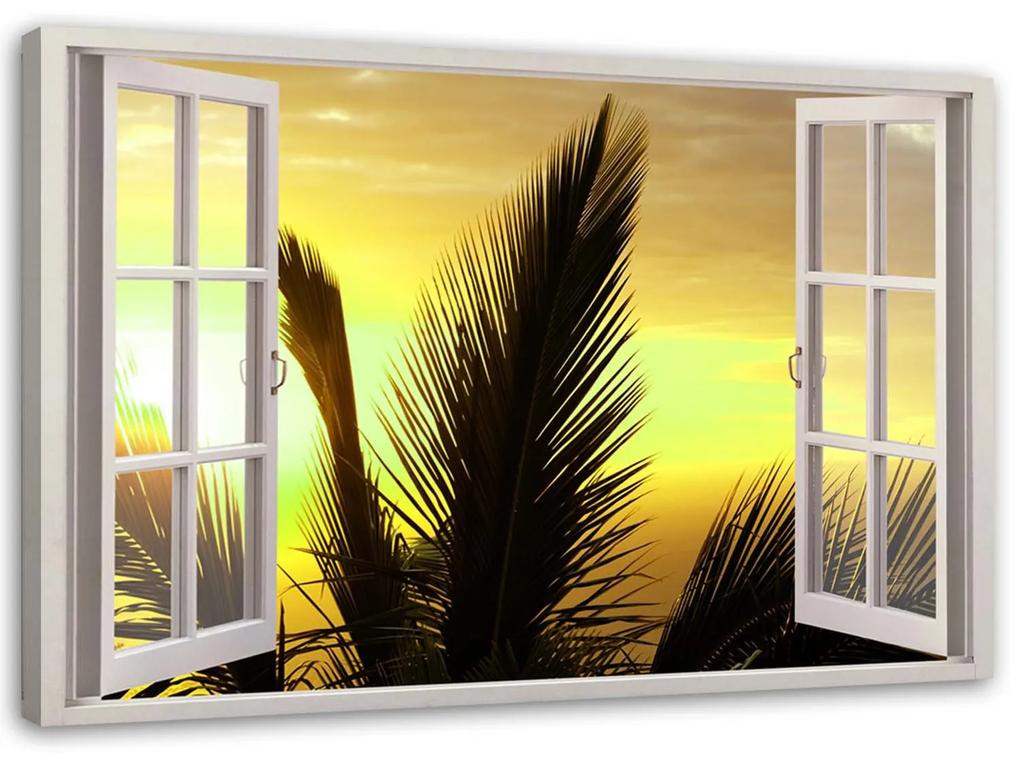 Gario Obraz na plátne Okno - palmy Rozmery: 60 x 40 cm