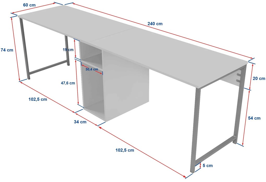 Kancelářská sestava pro 2 osoby TWIN antracitová