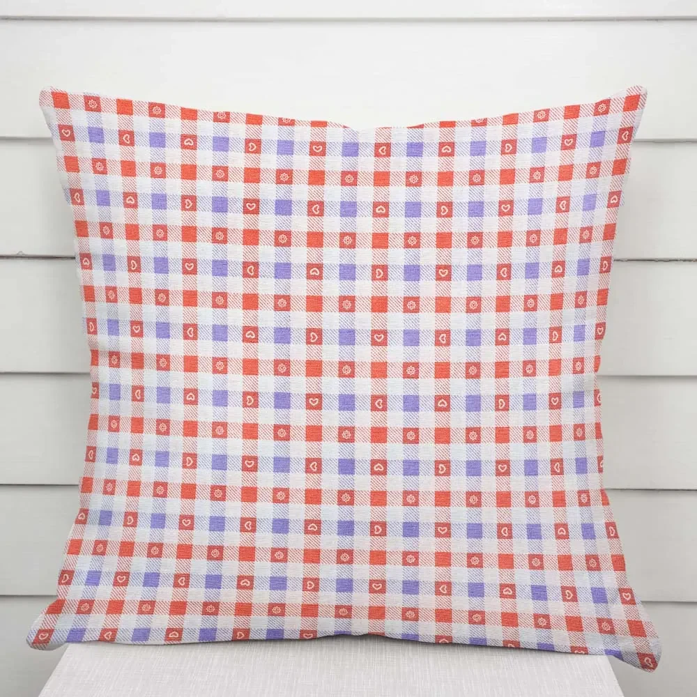 Biante Dekoračná obliečka na vankúš Leona LN-028 Červeno-modré káro 45 x 45 cm