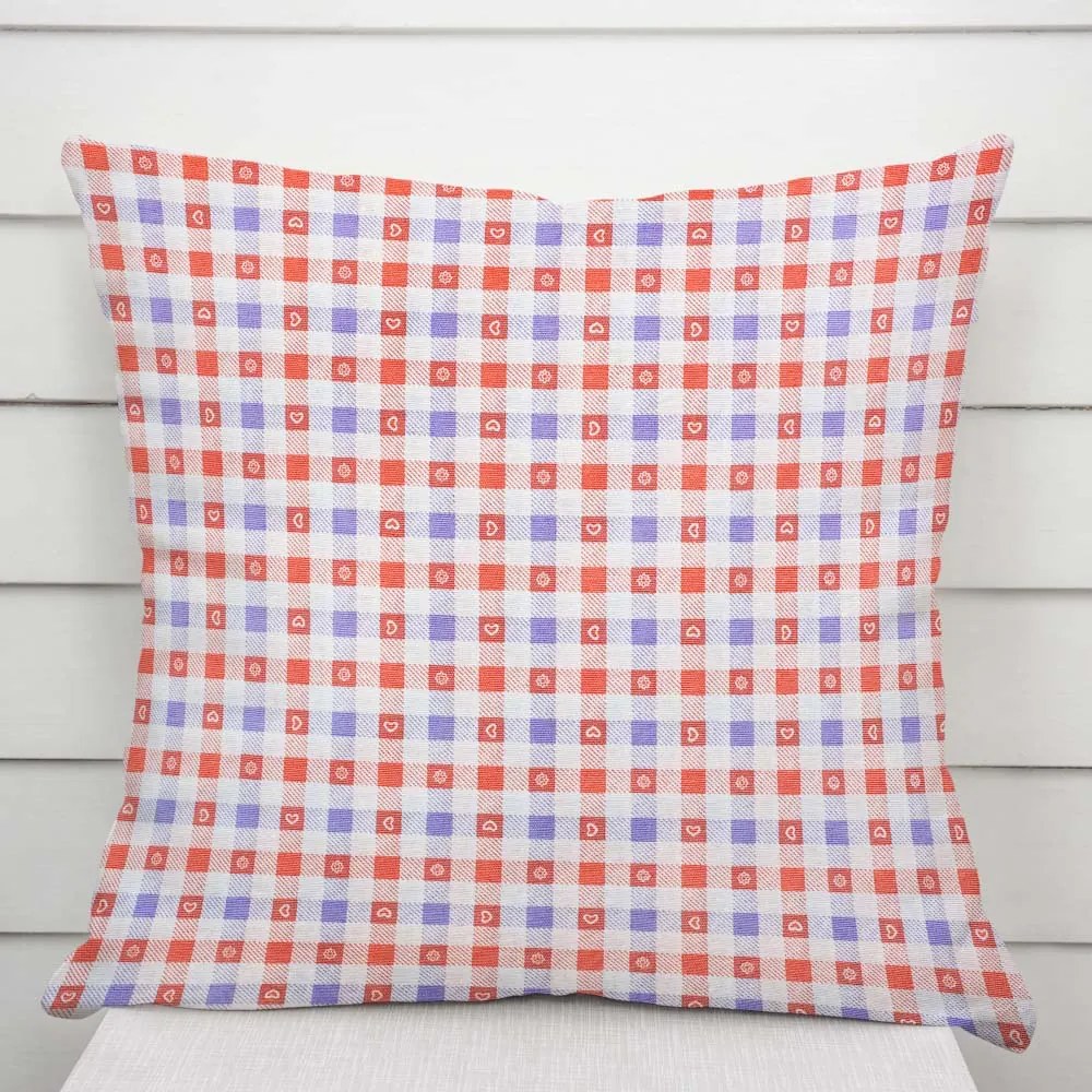 Biante Dekoračná obliečka na vankúš Leona LN-028 Červeno-modré káro 50 x 60 cm