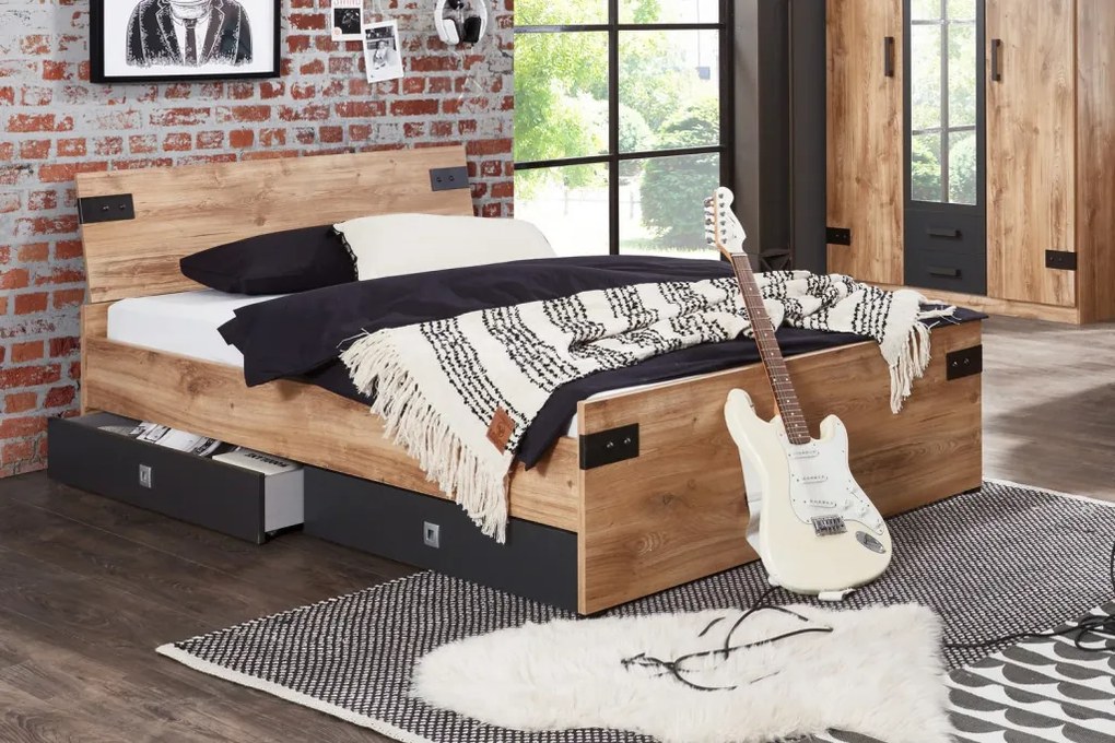 Posteľ Liverpool 140x200 cm, dub