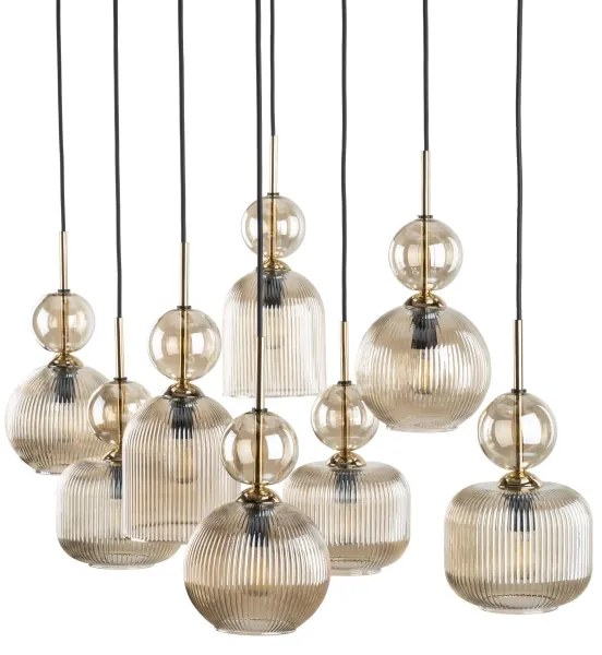 Závesný luster SOPHIA na lanku 8xE14/10W/230V čierna/dymovo-béžová