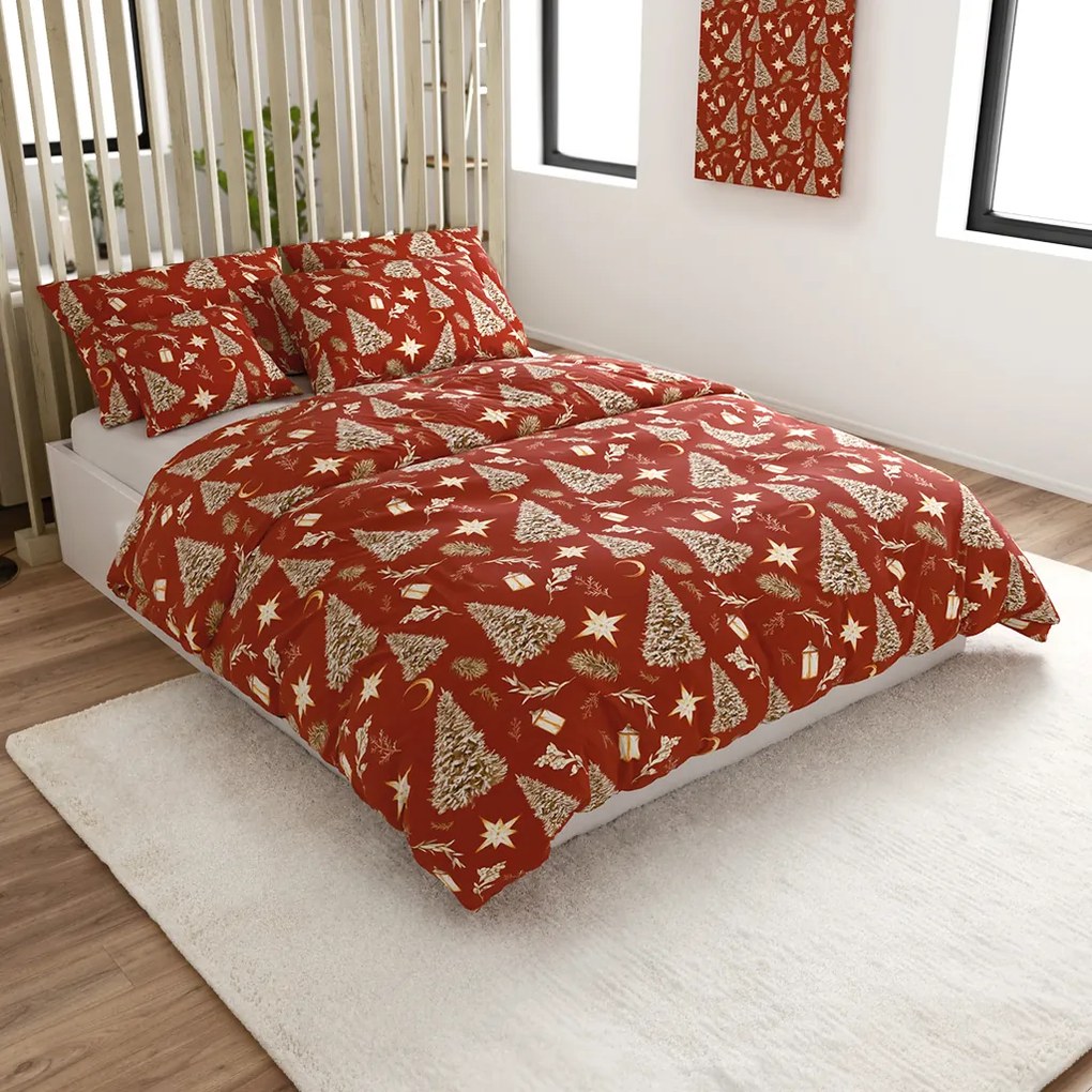 Obliečky z mikrovlákna GOLD CHRISTMAS červené Rozmer obliečky: 70 x 90 cm | 140 x 220 cm