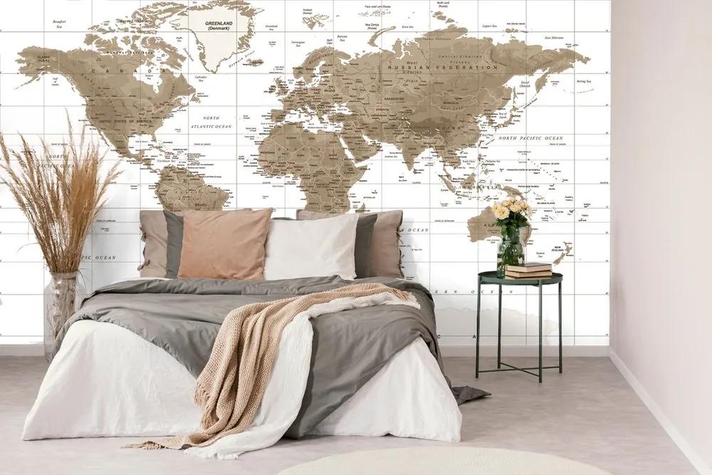 Samolepiaca tapeta nádherná vintage mapa s bielym pozadím