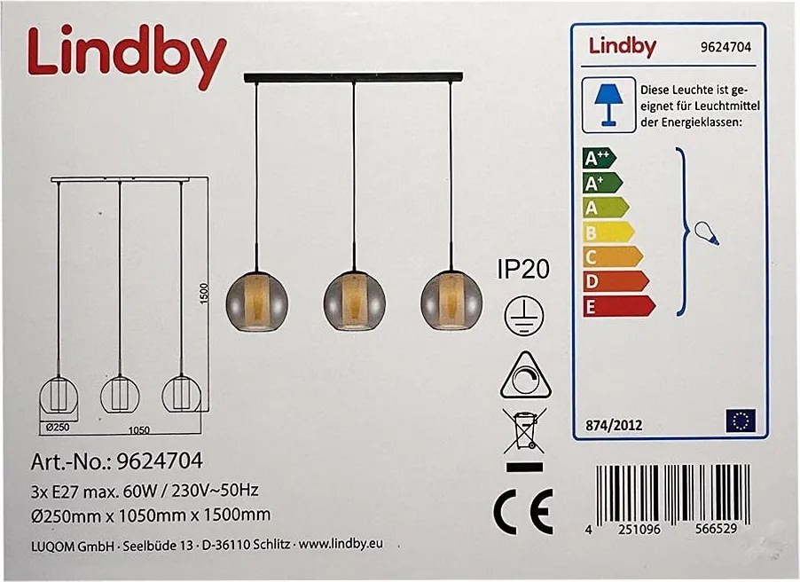 Lindby - Luster na lanku YELA 3xE27/60W/230V