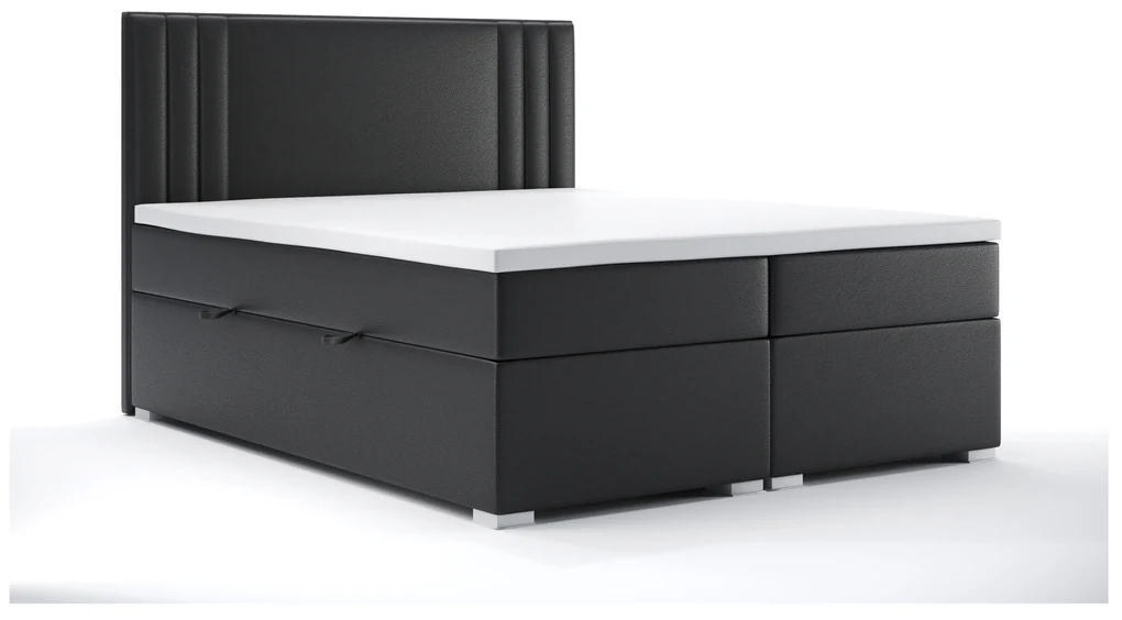 Manželská posteľ Boxspring 180 cm Morcano (čierna ekokoža) (s úložným priestorom). Akcia -21%. Vlastná spoľahlivá doprava až k Vám domov. 1044273