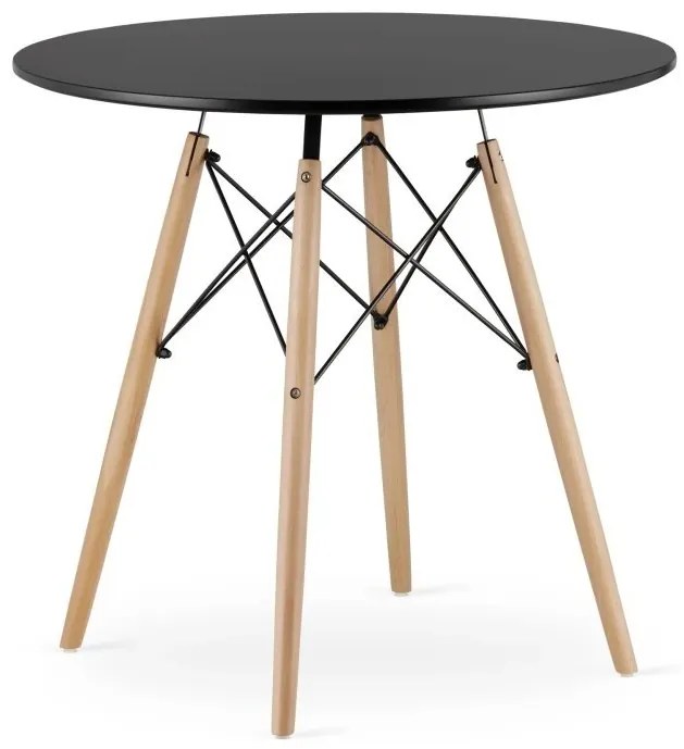 Jedálenská zostava TODI 80cm okrúhly stolový set čierny+ 4 stoličky MARK čierne
