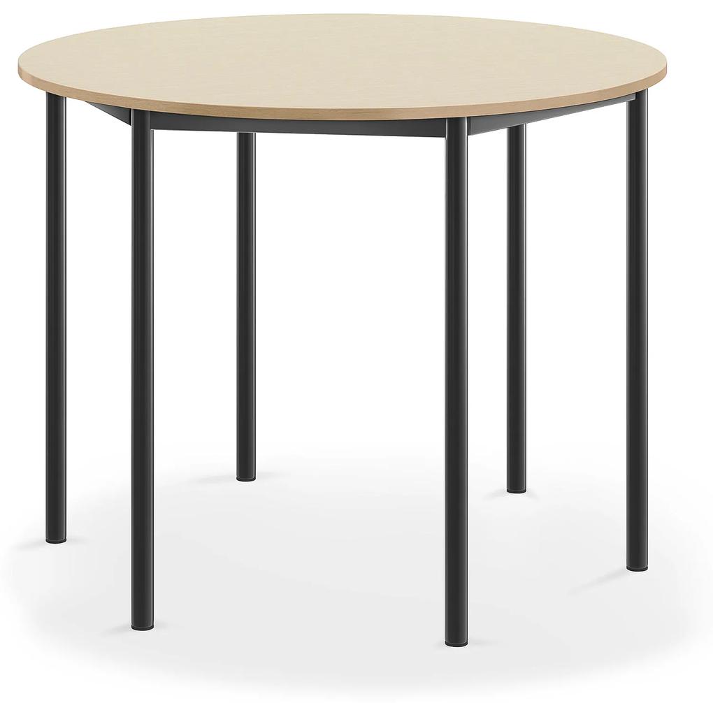 Stôl SONITUS, kruh, Ø1200x760 mm, HPL - breza, antracit