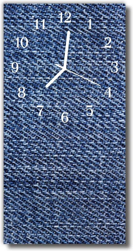 Sklenené hodiny vertikálne  modrá tkanina