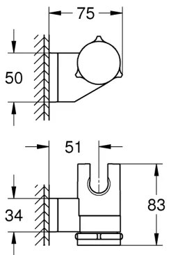 GROHE 261832431 - Nástenný držiak sprchy VITALIO UNIVERSAL čierny