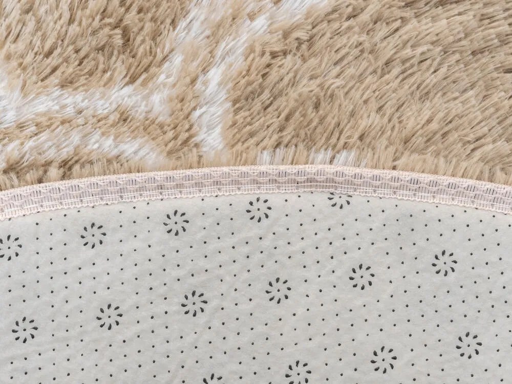TZ Béžový okrúhly vzorovaný koberec shaggy Decor Latern Rozmer: 120 cm