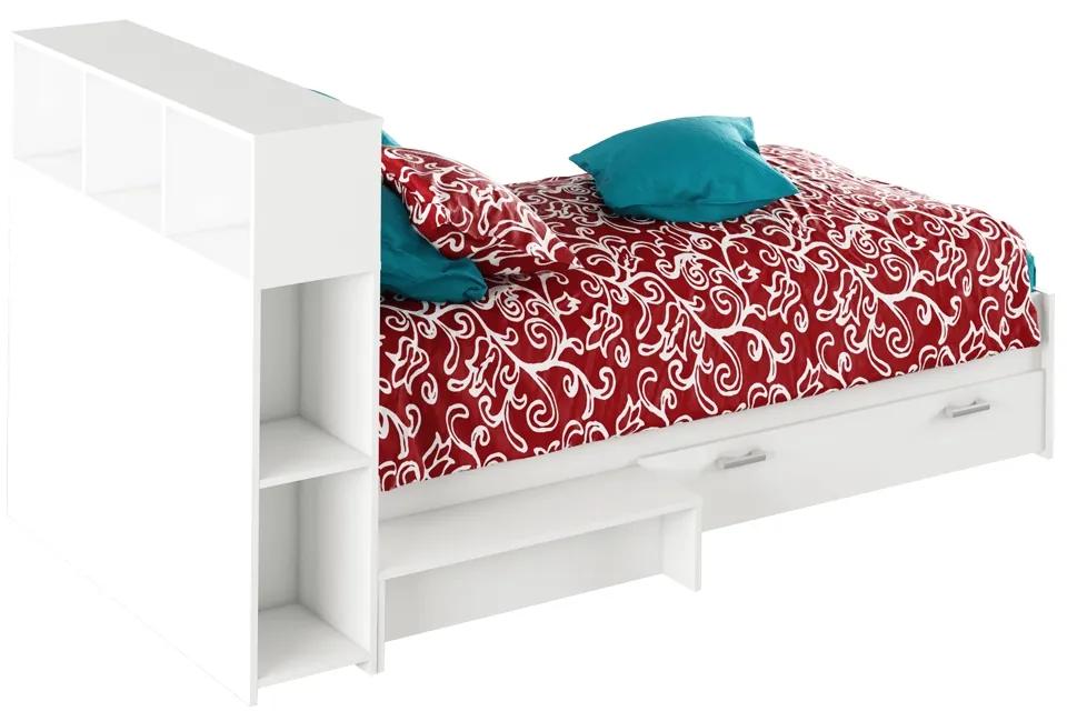 KONDELA Alexia jednolôžková posteľ s úložným priestorom biela
