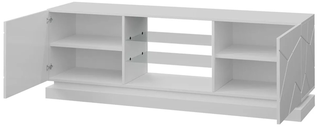 TV stolík Agnes 160, Osvetlenie: osvetlenie LED RGB - farebné, Farby: biela / biely lesk