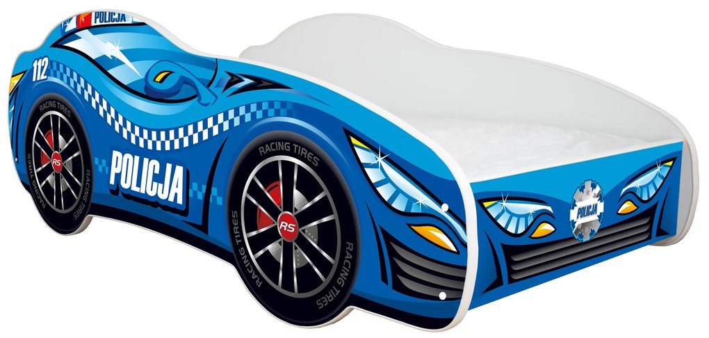 TOP BEDS Detská auto posteľ Racing Cars 140cm x 70cm - POLICE