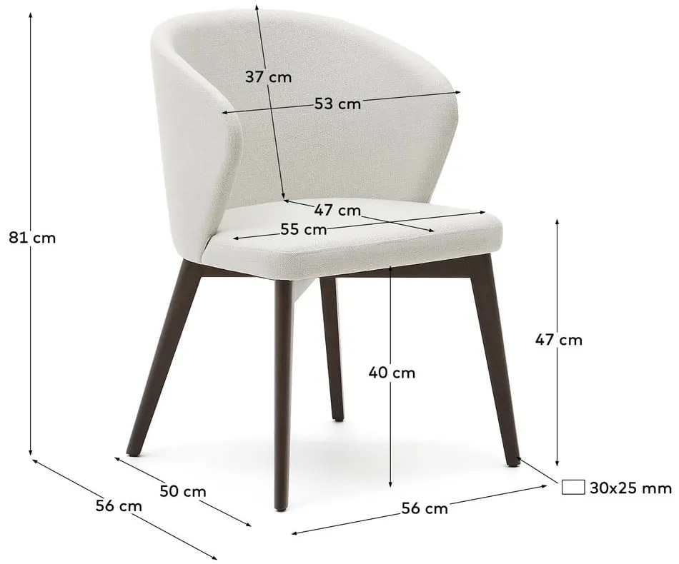 Krémovobiele čalúnené jedálenské kreslo Darice – Kave Home