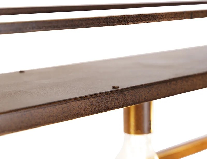 Priemyselné závesné svietidlo hrdzavohnedé s poličkou 4-svetlo - Cage Rack