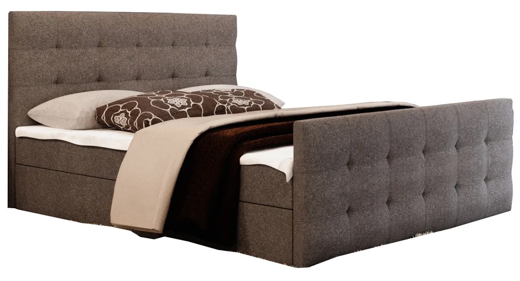 Manželská posteľ Boxspring 160 cm Milagros Comfort 2 (sivá) (s matracom a úložným priestorom). Vlastná spoľahlivá doprava až k Vám domov. 1056183