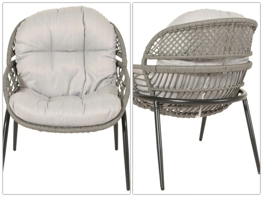 Súprava 2 kresielok a stolíka HWC-N33 - sivá, čalúnenie svetlosivá