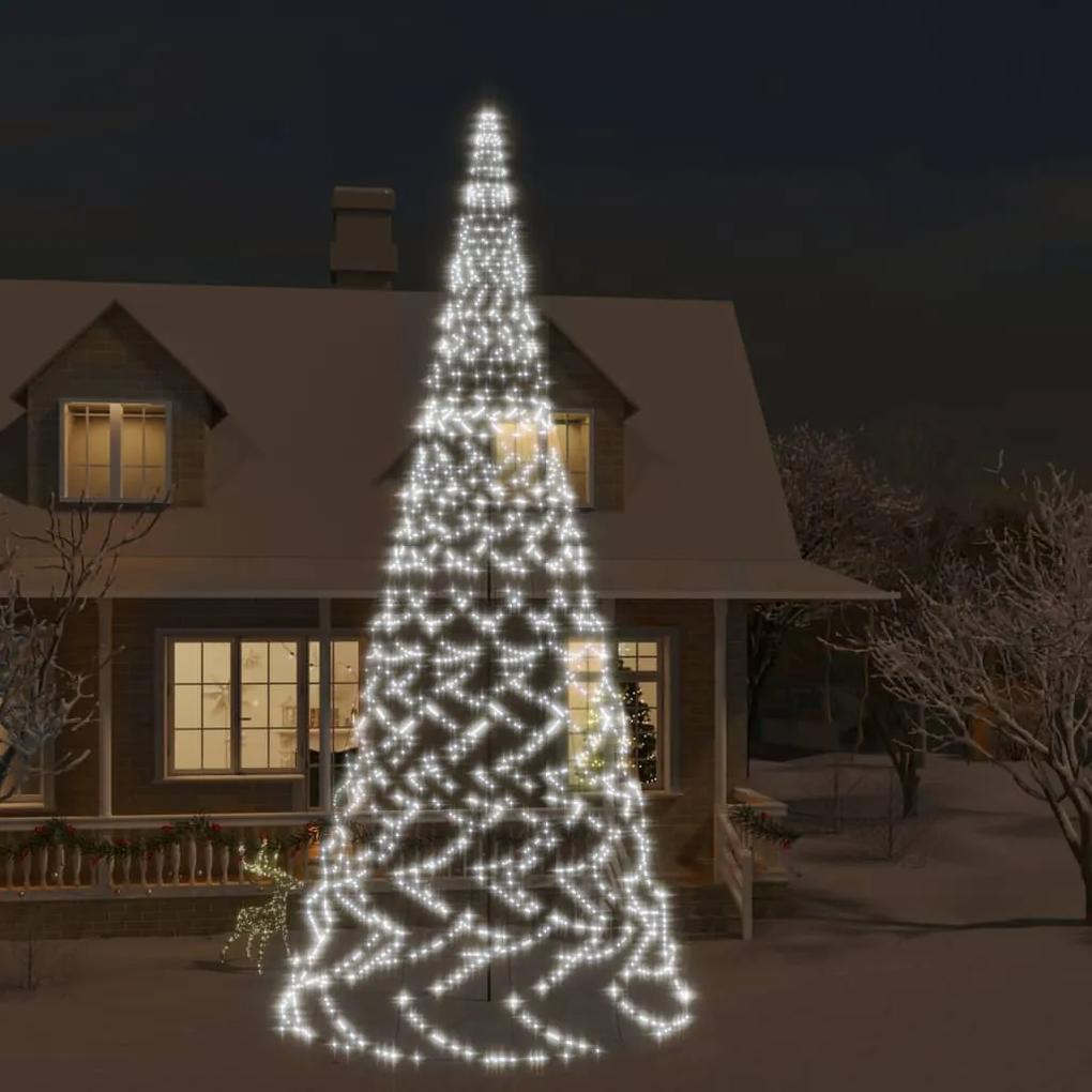 Vianočný stromček na stožiari 3000 studených bielych LED 800 cm 343547