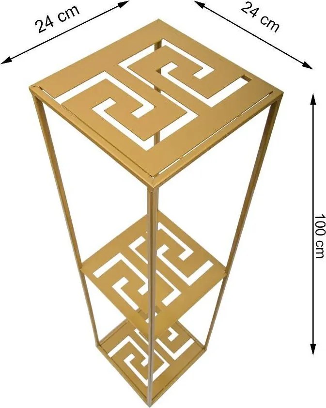 STOJAN NA KVETINÁČ DOUBLE FRAME 100X24X24 CM ZLATÁ