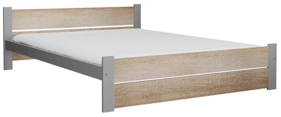 Posteľ IKAROS DOUBLE 120 x 200 cm, dub sonoma/sivá Rošt: S lamelovým roštom, Matrac: Matrac DELUXE 10 cm