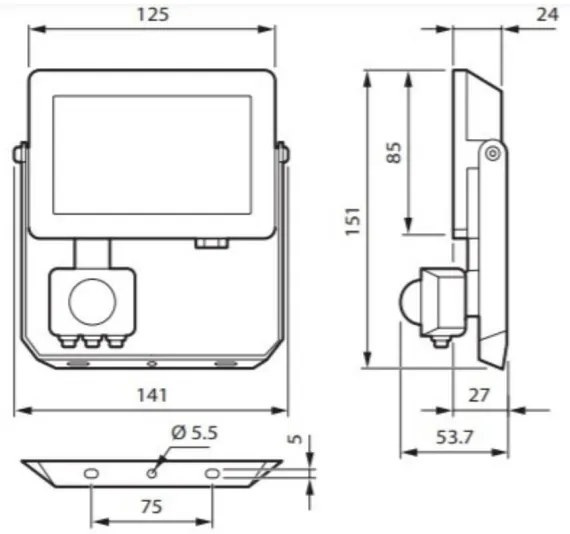Philips - LED Reflektor so senzorom DECOFLOOD LED/20W/230V IP65